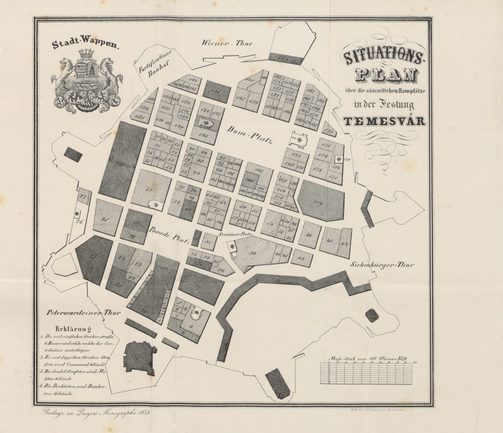 Situationsplan in der Festung Temesvár.