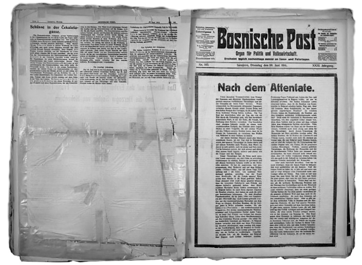 Das Titelblatt der Zeitschrift Bosnische Post, der einzigen periodischen Presseschrift, die ausschließlich in deutscher Sprache gedruckt wurde