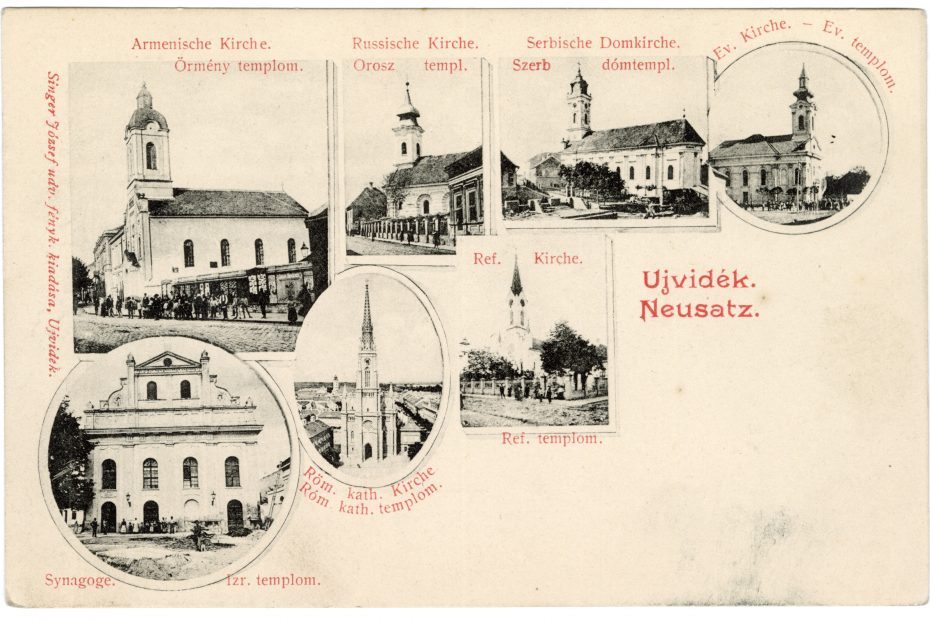 Sakralbauten in Neusatz/Novi Sad (Jahr unbekannt, wahrscheinlich vor 1906) © Széchényi-Nationalbibliothek Budapest, Poster- und Kleindrucksammlung, Sign. U124